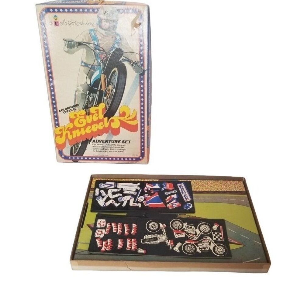 Collectible Toy Rare Vintage Evel Knievel Adventure Set By Colorforms Set 1974
